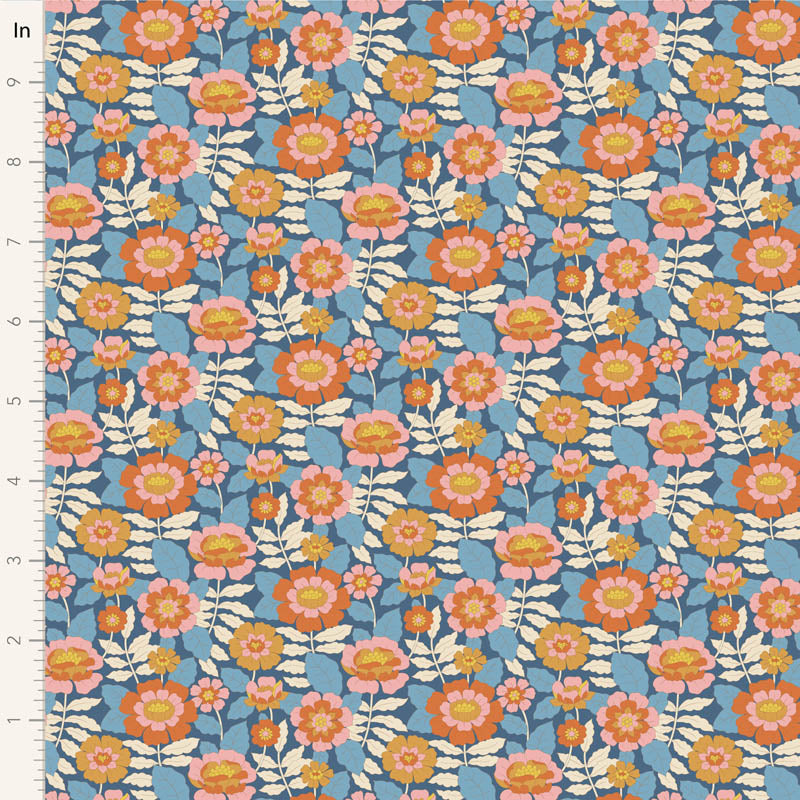 Fabric WALLFLOWER, BEVERLY BLUE by TILDA, TIL100611