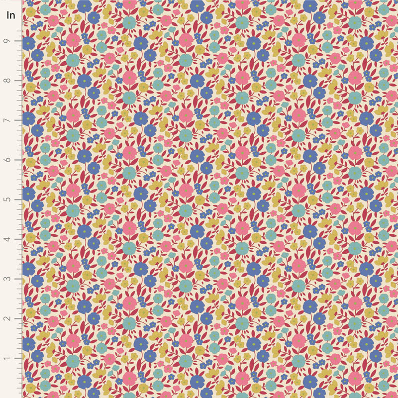 Fabric WALLFLOWER, JANICE RED by TILDA, TIL100614