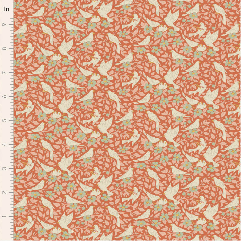 Fabric AVA CORAL from SONGBIRD Collection by TILDA, TIL100644