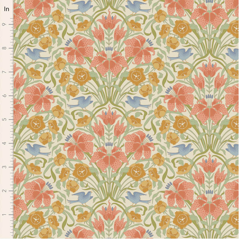 Fabric SONGBIRD CORAL from SONGBIRD Collection by TILDA, TIL100645