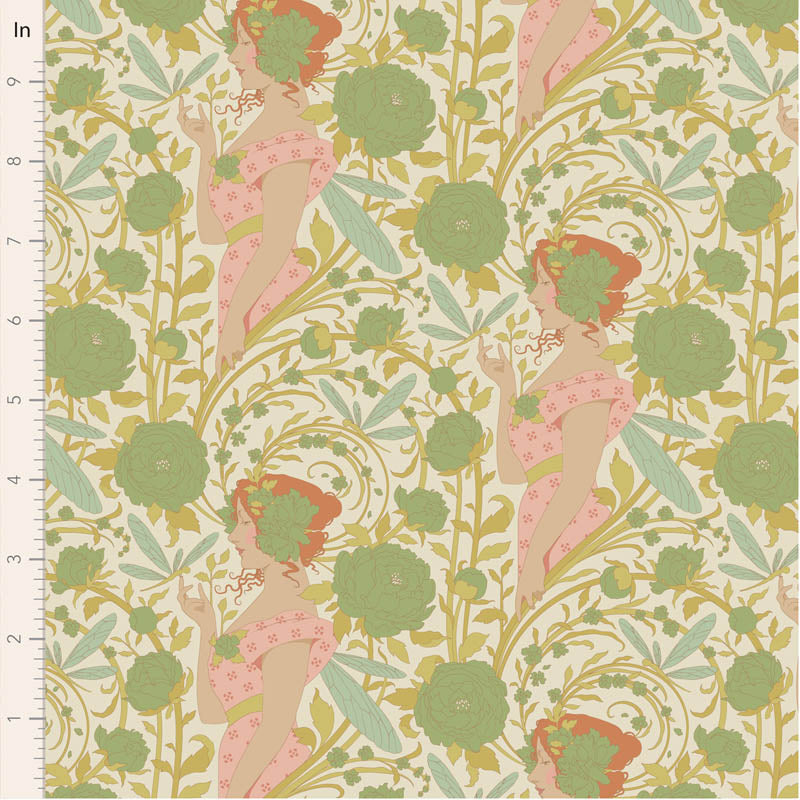 Fabric AUBERY GREEN from SONGBIRD Collection by TILDA, TIL100646