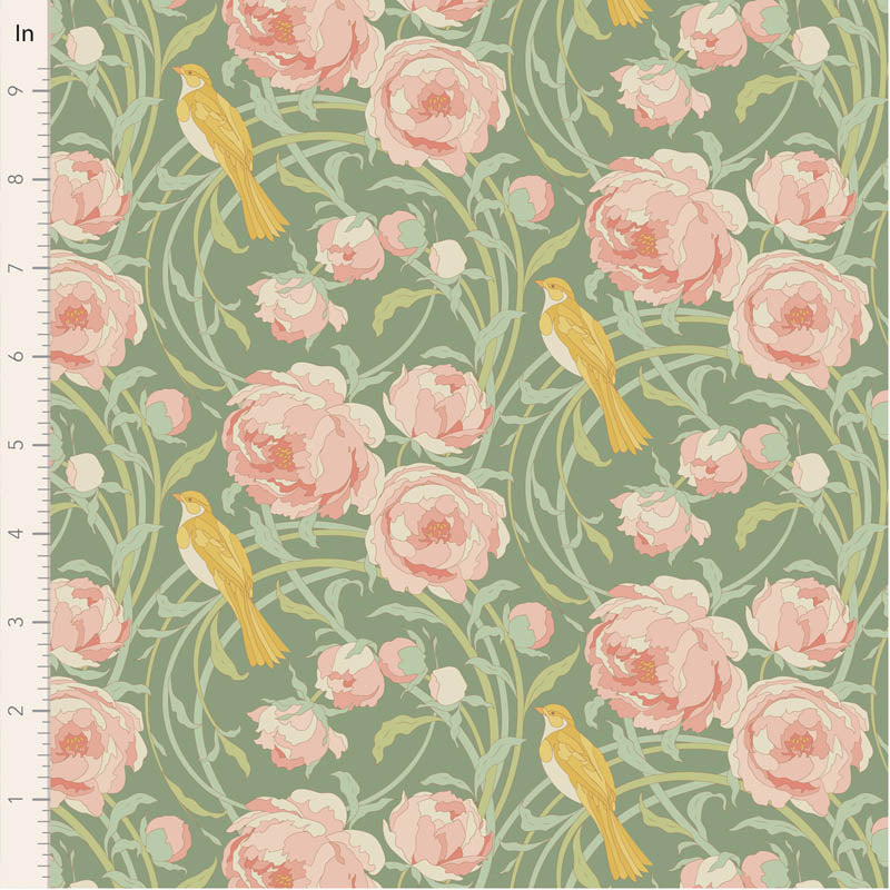 Fabric CORA SAGE from SONGBIRD Collection by TILDA, TIL100647