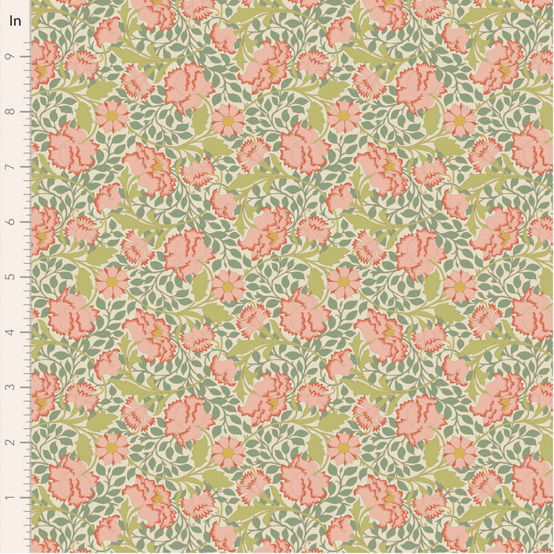 Fabric FLORA SAGE from SONGBIRD Collection by TILDA, TIL100648