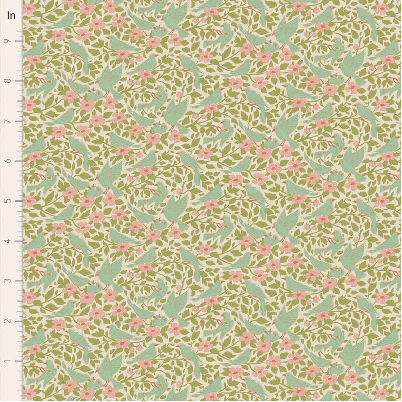 Fabric AVA GREEN from SONGBIRD Collection by TILDA, TIL100650