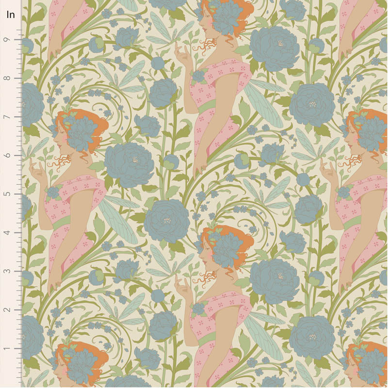 Fabric AUBERY BLUE from SONGBIRD Collection by TILDA, TIL100653