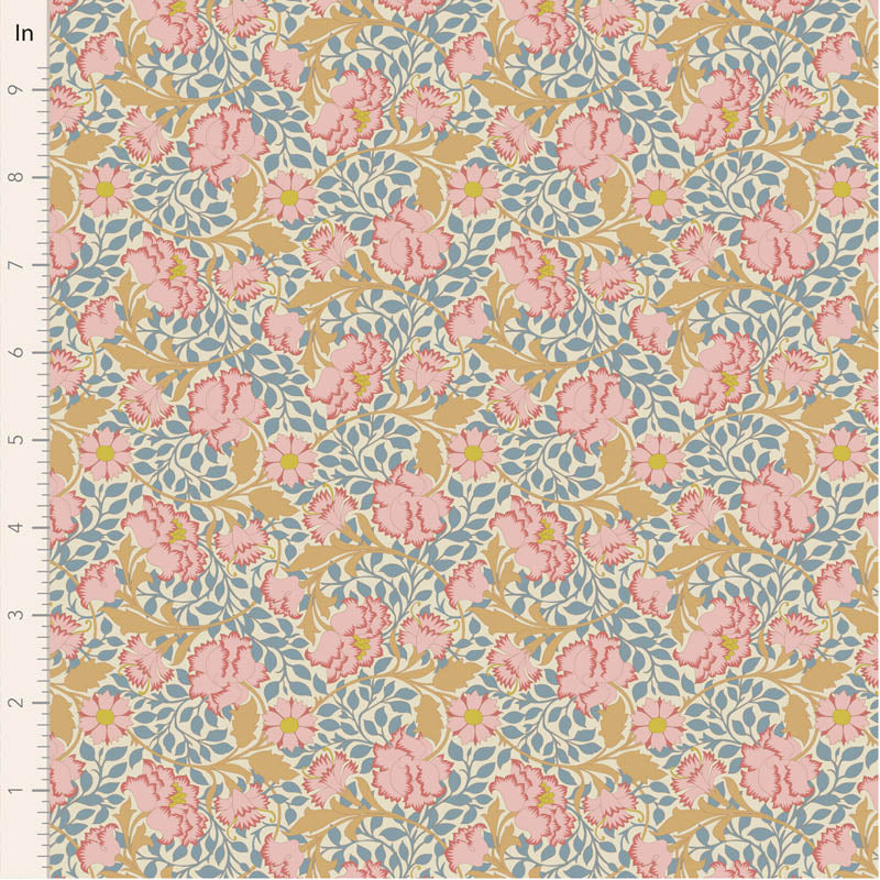 Fabric FLORA BLUE from SONGBIRD Collection by TILDA, TIL100654