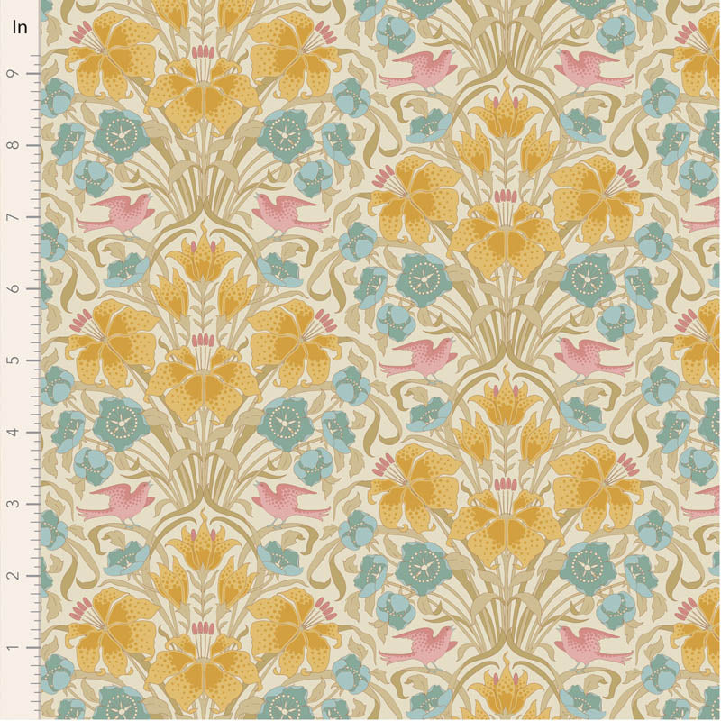 Fabric SONGBIRD MUSTARD from SONGBIRD Collection by TILDA, TIL100659