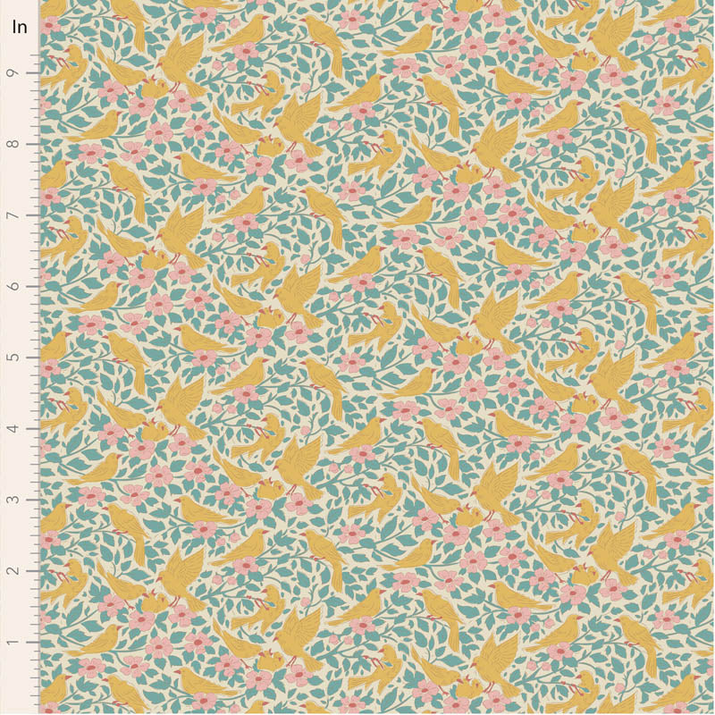Fabric AVA TEAL from SONGBIRD Collection by TILDA, TIL100660