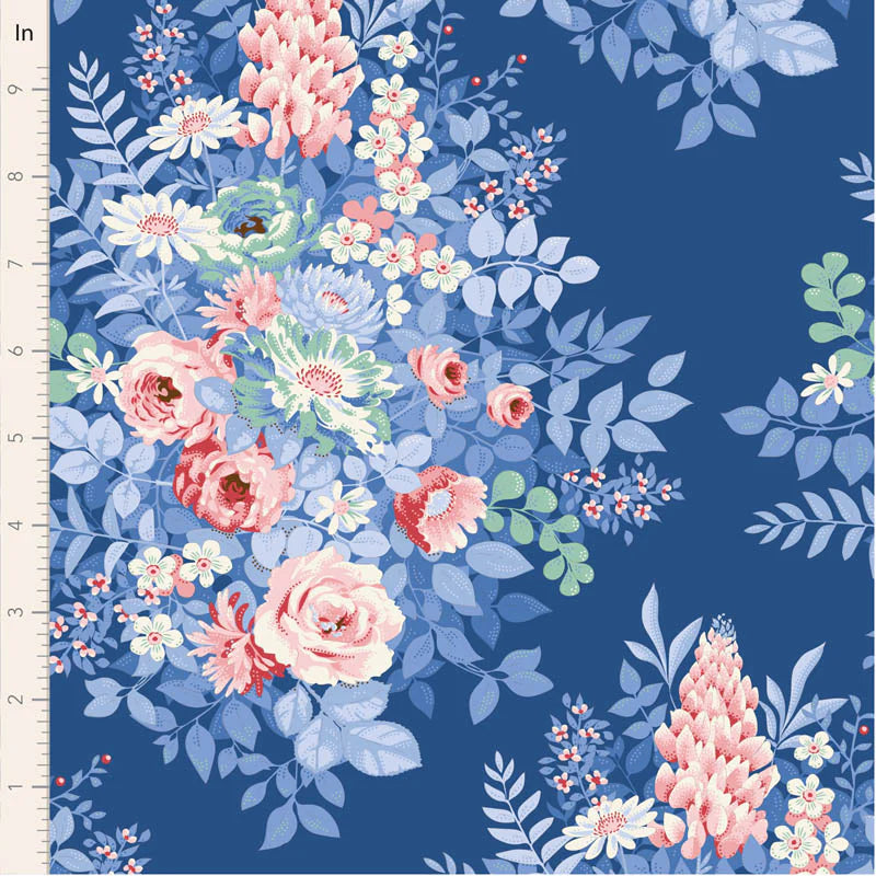 SOMETHING BLUE Collection by TILDA, Fabric WHYMSYFLOWER NIGHT, TIL100675