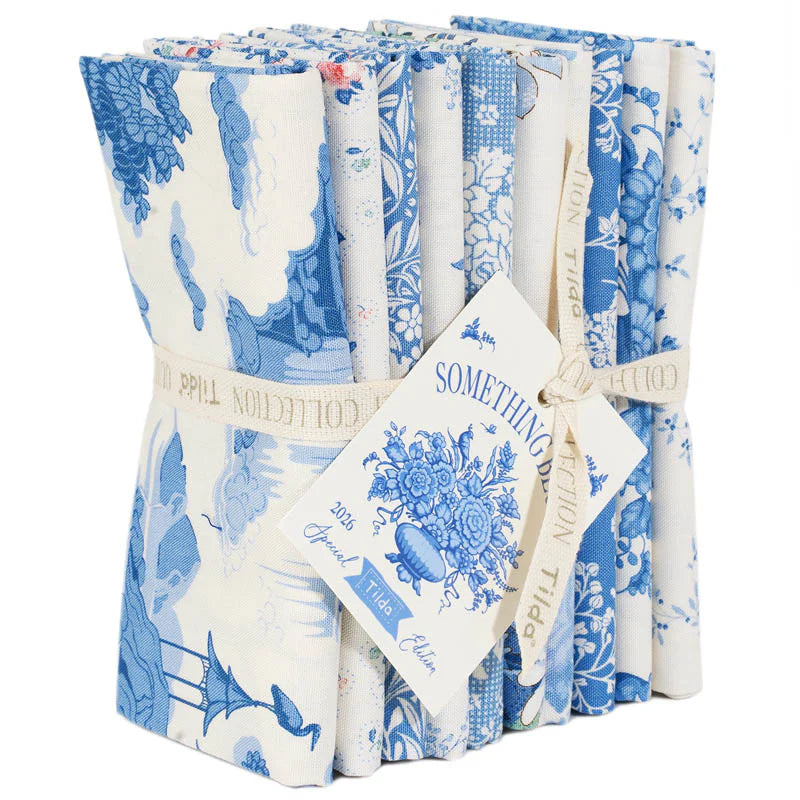 Fabric, 10 Fat 1/4s (20" X 22") bundle from Tilda, SOMETHING BLUE Collection LIGHT colorway, TIL300262