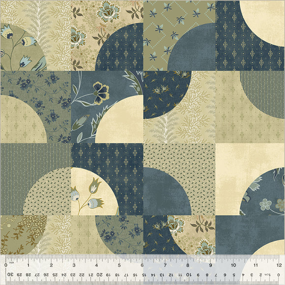 Fabric KALEIDOSCOPE BLUE SUEDE from GARDEN TALE Collection by Jeanne Horton 53819D-2