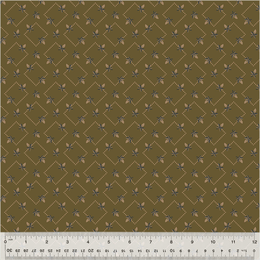 Fabric DIAMOND FLORAL AGED BRONZE from GARDEN TALE Collection by Jeanne Horton 53824-18