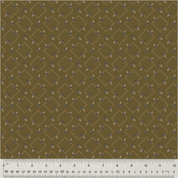 Fabric DIAMOND FLORAL AGED BRONZE from GARDEN TALE Collection by Jeanne Horton 53824-18