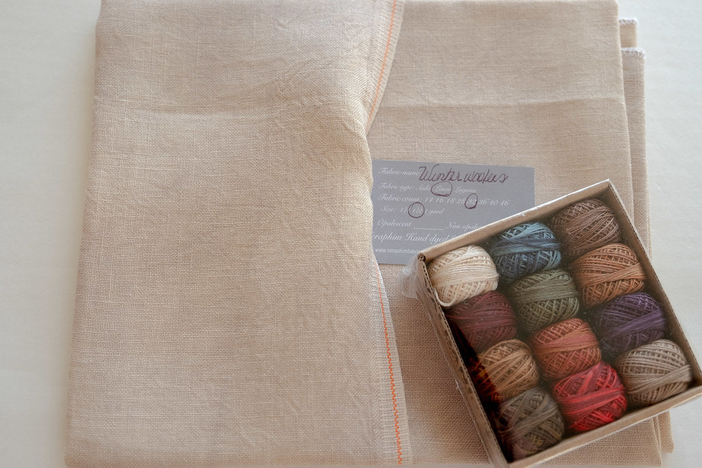 Seraphim Hand-Dyed Belfast Linen WINTER WOOLENS for Cross Stitch and Embroidery, 32 count, 17.5"x27" Piece