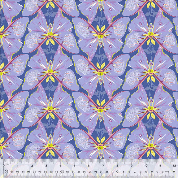 Cotton Fabric LUNA 54653-6 Periwinkle, Insectarium Collection by Tamara Kate for Windham