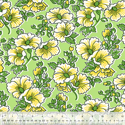 Cotton Fabric BUTTERCUP 54789-5 Green, MERRY-GO-ROUND Collection from Whistler Studios for Windham