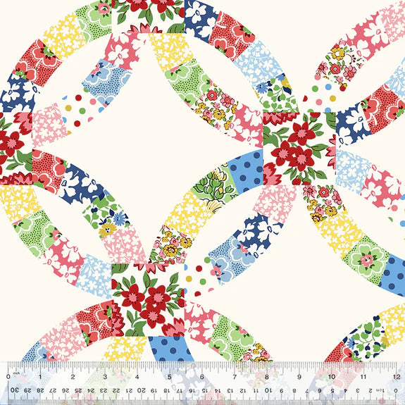 Cotton Fabric 108" WIDEBACK, Double Wedding Ring 54796DW-X Multi, MERRY-GO-ROUND Collection from Whistler Studios for Windham
