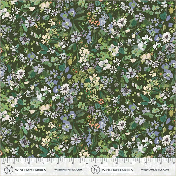 Cotton Fabric PERENNIALS 54875D-10 Forest , Bloomfield Collection by Kelly Ventura for Windham