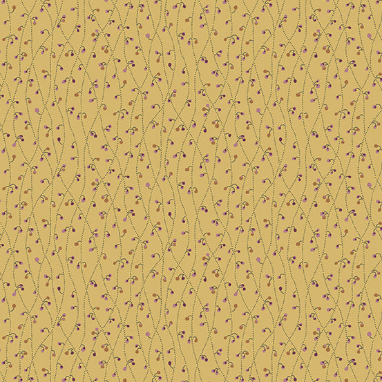 Fabric BLUE VETCH Color CUSTARD from English Garden Collection by Edyta Sitar for Andover, A-796-Y