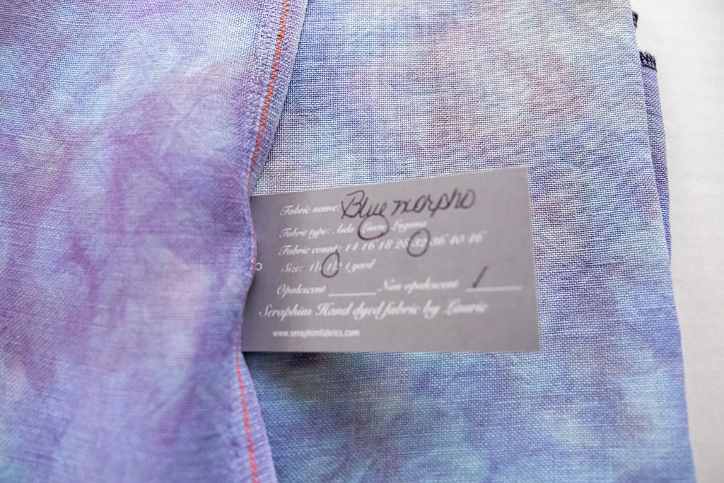 Seraphim Hand-Dyed Embroidery Linen BLUE MORPHO for Cross Stitch and Embroidery Belfast 32 count, 18"x28" Piece