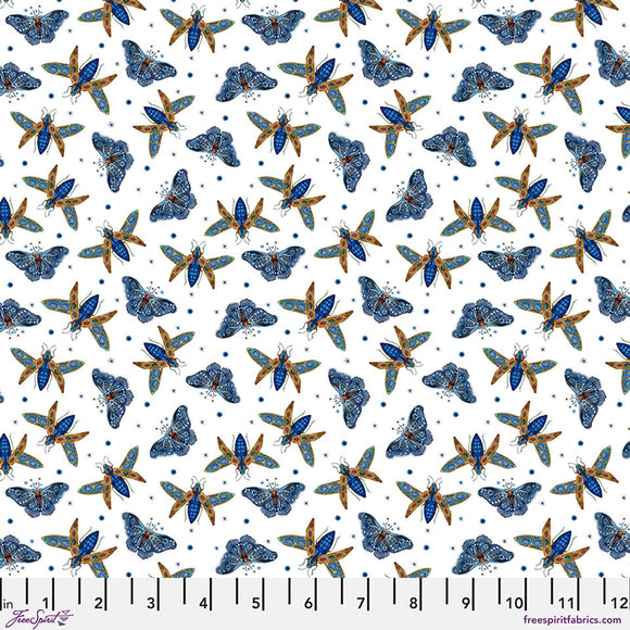 Fabric FLYING WONDERS BLUE from NOCTURNAL CREATURES Collection by Maria Matos PWMM011.BLUE