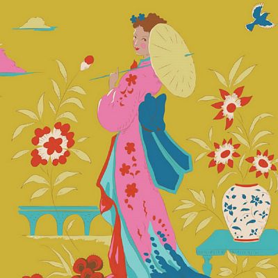 Tilda Fabric GARDEN VISTA LIGHT CORN from Bloomsville Collection, TIL100518
