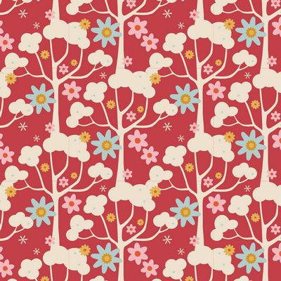 Fabric JUBILEE-WILDGARDEN RED by TILDA, TIL100542