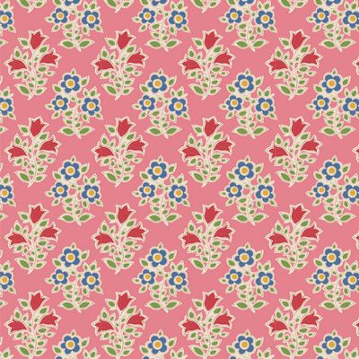 Fabric FARM FLOWERS PINK, blenders for JUBILEE Collection by TILDA, TIL110097