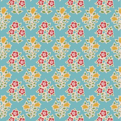 Fabric FARM FLOWERS TEAL, blenders for JUBILEE Collection by TILDA, TIL110103