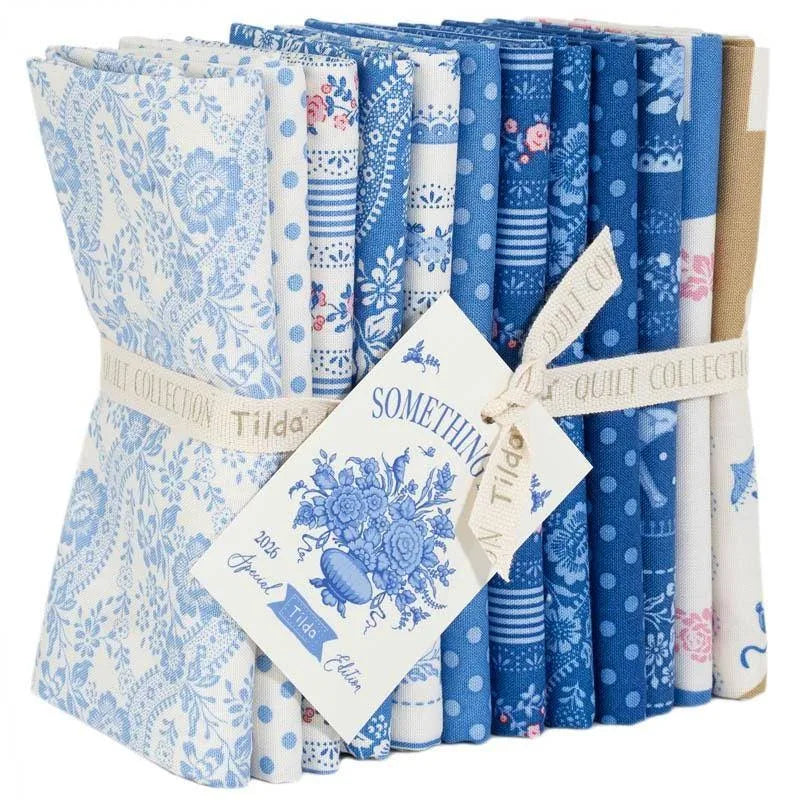 Fabric, 12 Fat 1/4s (20" X 22") bundle from Tilda, SOMETHING BLUE Collection BLENDERS, TIL300264