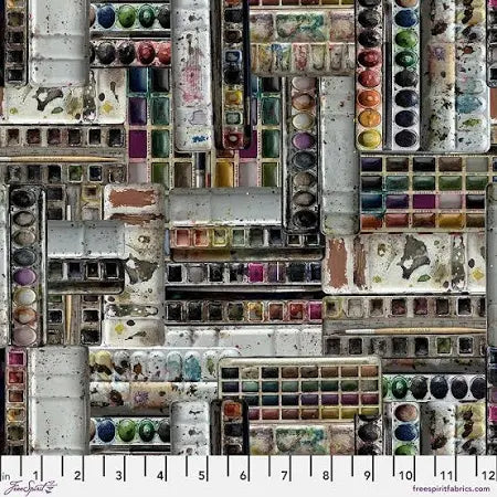 Fabric MULTI WATERCOLORS, from Palette MULTI Collection by Tim Holtz PWTH323.MULTI