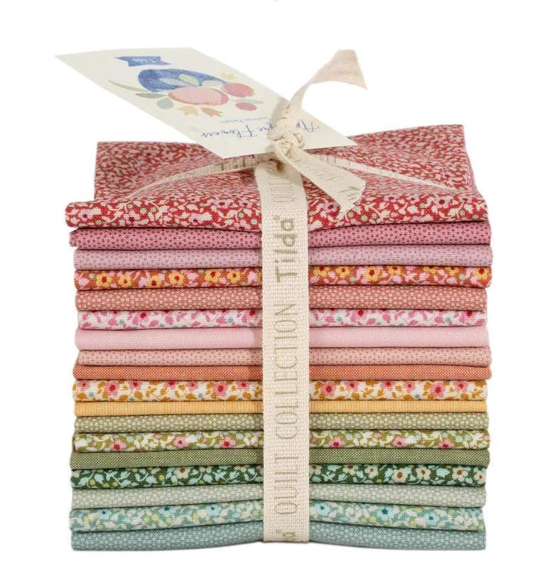 Fabric Fat 1/8 bundle APPLIQUE FLOWERS, 18 pieces, 10"x 19" each from Tilda, SOMETHING BLUE Collection, TIL300284