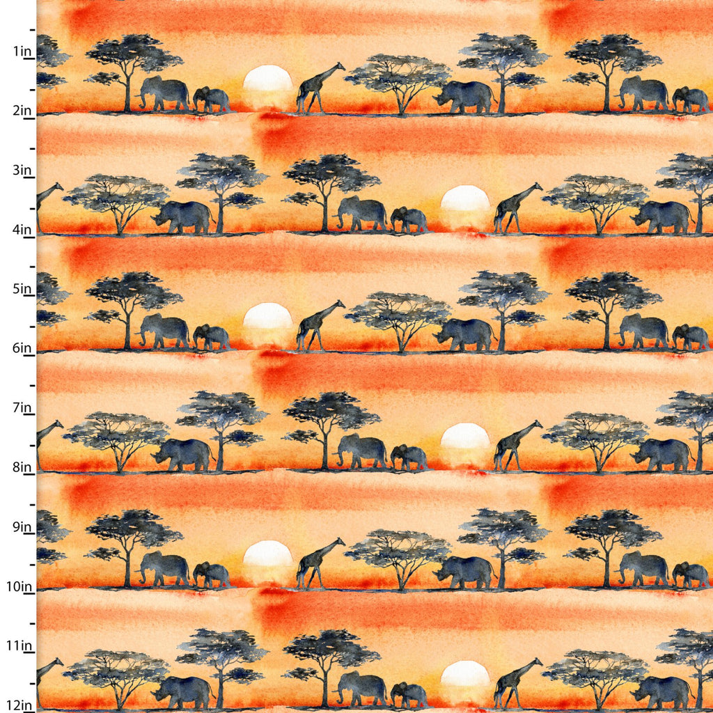 Fabric SUNSET SAFARI, MULTI, from Into The Wild Collection by John Keeling for 3 Wishes, # 20181-MLT-CTN-D