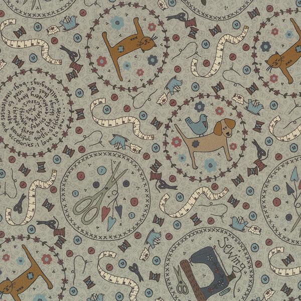 Quilting FABRIC Set# 5 of 7 fat Quarters from Lecien , One Stitch At a Time Collection by Lynnette Anderson.