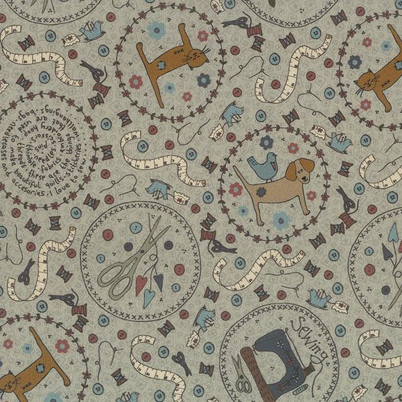 Quilting FABRIC Set# 5 of 7 fat Quarters from Lecien , One Stitch At a Time Collection by Lynnette Anderson.