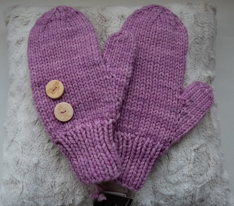 Hand-knit Mittens from Malabrigo Chunky yarn, Color: Orchid