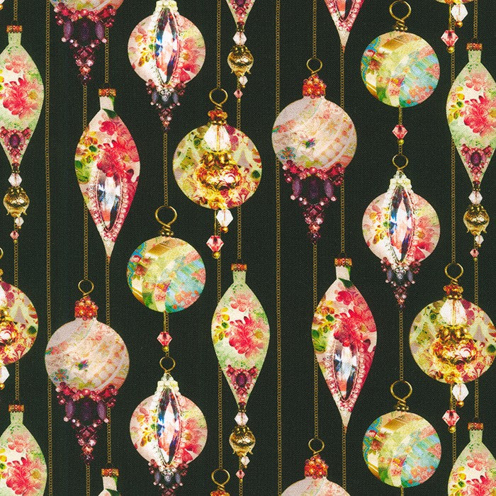 Quilting Fabric AIND-21196-2 BLACK by Lara Skinner from Festive Beauty for Robert Kaufman