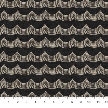 Fabric WAVES BLACK from Terra Collection, by Ghazal Razavi for FIGO Fabrics CL90449-99