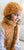 Hat, Handknit, Amelie, Orange/Green/Brown, size Small