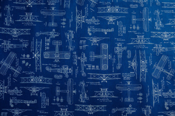 Fabric Indigo from Vintage Blueprints Collection from Robert Kaufman,  ACV-15674-4