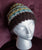 Hat, Handknit, Alpaca, Turquoise, Cream, Yellow-Green, and Brown.