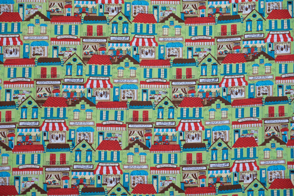 Fabric Joyful Kitchen from Quiltgate, Japan, from Dear Little World Collection LW1950 Color 14a, Lime