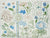 French General Embroidery Sampler pre-printed design on linen Jardin de Fleurs BLUE